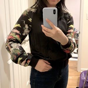 French connection Silk bomber jacket with printed sleeves